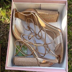 Elegant Gold Strappy Heels